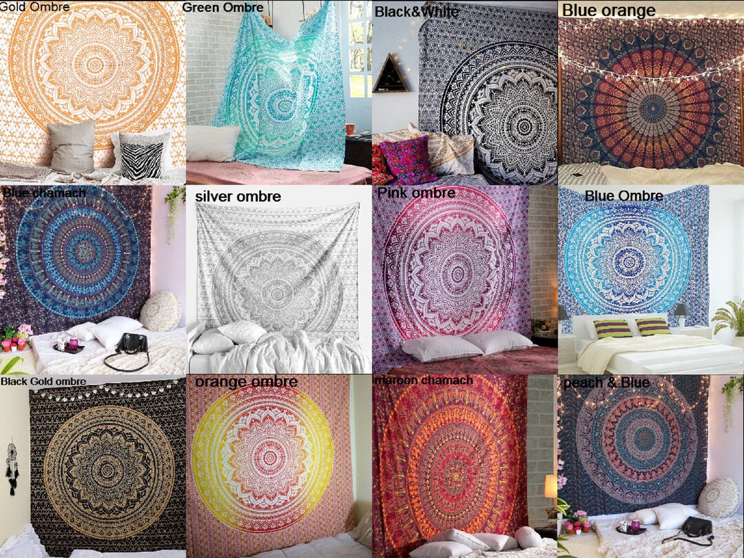 Hippie Mandala Hippie Hippies Wall Hanging 100cotton Tapestry Etsy