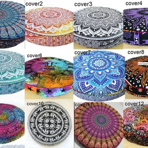 Floor Cushion Cover - Bohemian Decorative Cushion Cover | Indian Hippie | Floor Pouf | Turquoise Meditation Cushion Cover