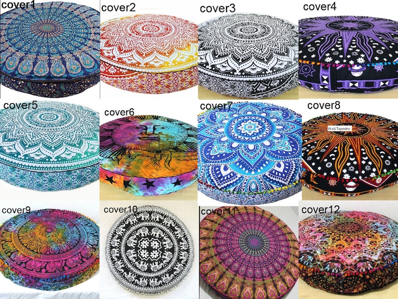 Krati- Wholesale Indian Handmade Mandala Large Floor Pillow Case Bohemian Meditation Cushion Cover Hippie boho Style Decorative pillow Cover 