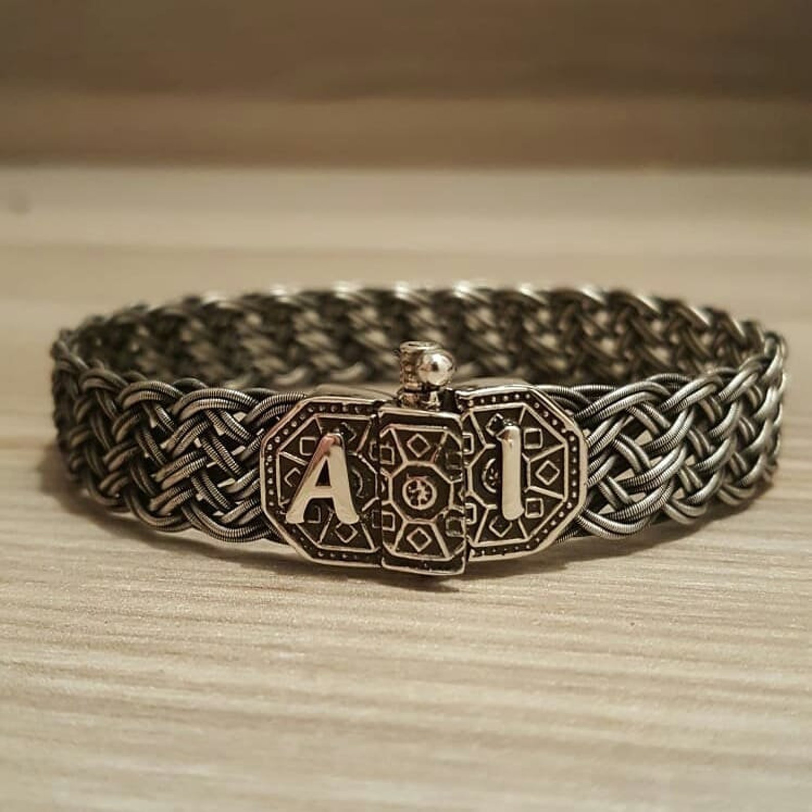 Viking Bracelet With Custom Name Mens Celtic Knot Arm Ring Etsy