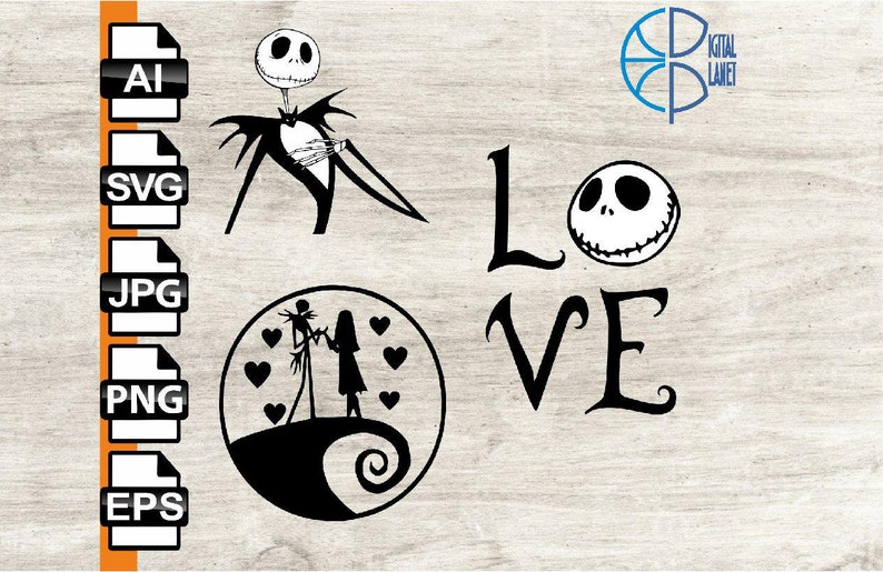 Nightmare before christmas Vector Silhouette graphics | Etsy