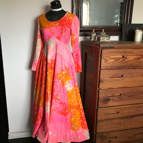 Stunning Psychedelic 70s Maxi Dress