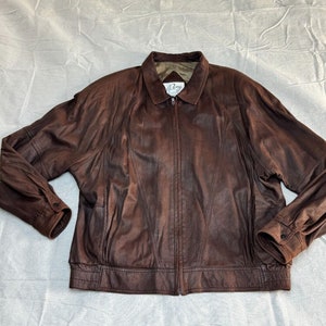Vintage Remy Men's Brown Suede Leather Bomber Jacket Full-Zip Large 44 Made USA