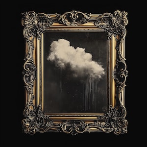 Cloud dark vintage oil painting, victorian wall art, cloud wall art, cottagecore poster, gothic oil painting, Unframed Canvas Print
