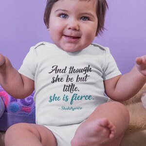 Feminist Shirt Feminism T Shirt Baby Tee Birthday Shower Shakespeare Gift Toddler Infant Bodysuit - And Though She Be But Little Bodysuit