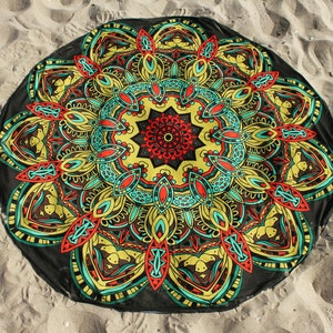 Cosmic Mandala Circle Bohemian Ethnic Psychedelic Tapestry, Backdrop, Wallhanging, Psy Trance, High Quality
