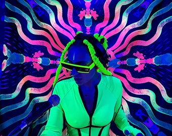 Glow ART Mandala / R A V E - N E O N / Psychedelic UV Reactive Wall ART Tapestry, Tribal, Blacklight, Shine, Trippy Fluorescent Wall Hanging