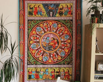 Ethnic Indian Pattern, Bohemian Psychedelic Tapestry, Backdrop, Wallhanging, Psy Trance, High Quality