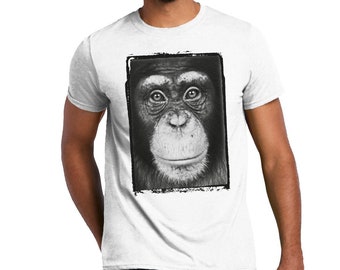 Chimpanzee T-shirt Chimp Close up Mono Chrome Animals