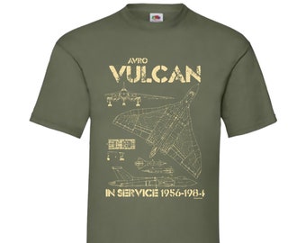 AVRO Vulcan RAF Strategic Bomber T-Shirt Plane Aircraft Blueprint