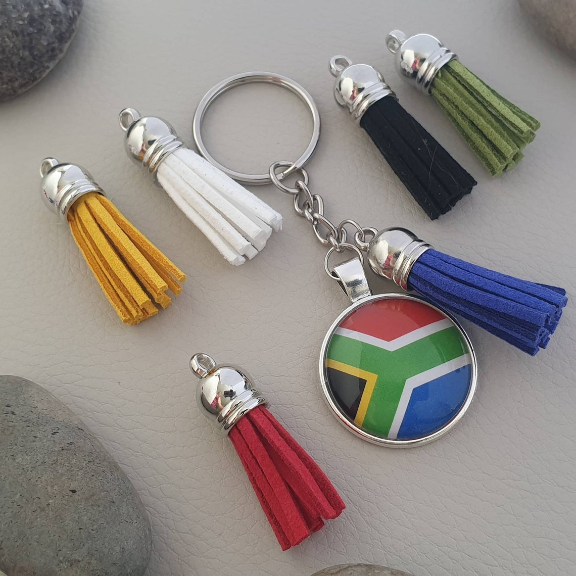 South African flag keychain with or without Africa charm and Etsy