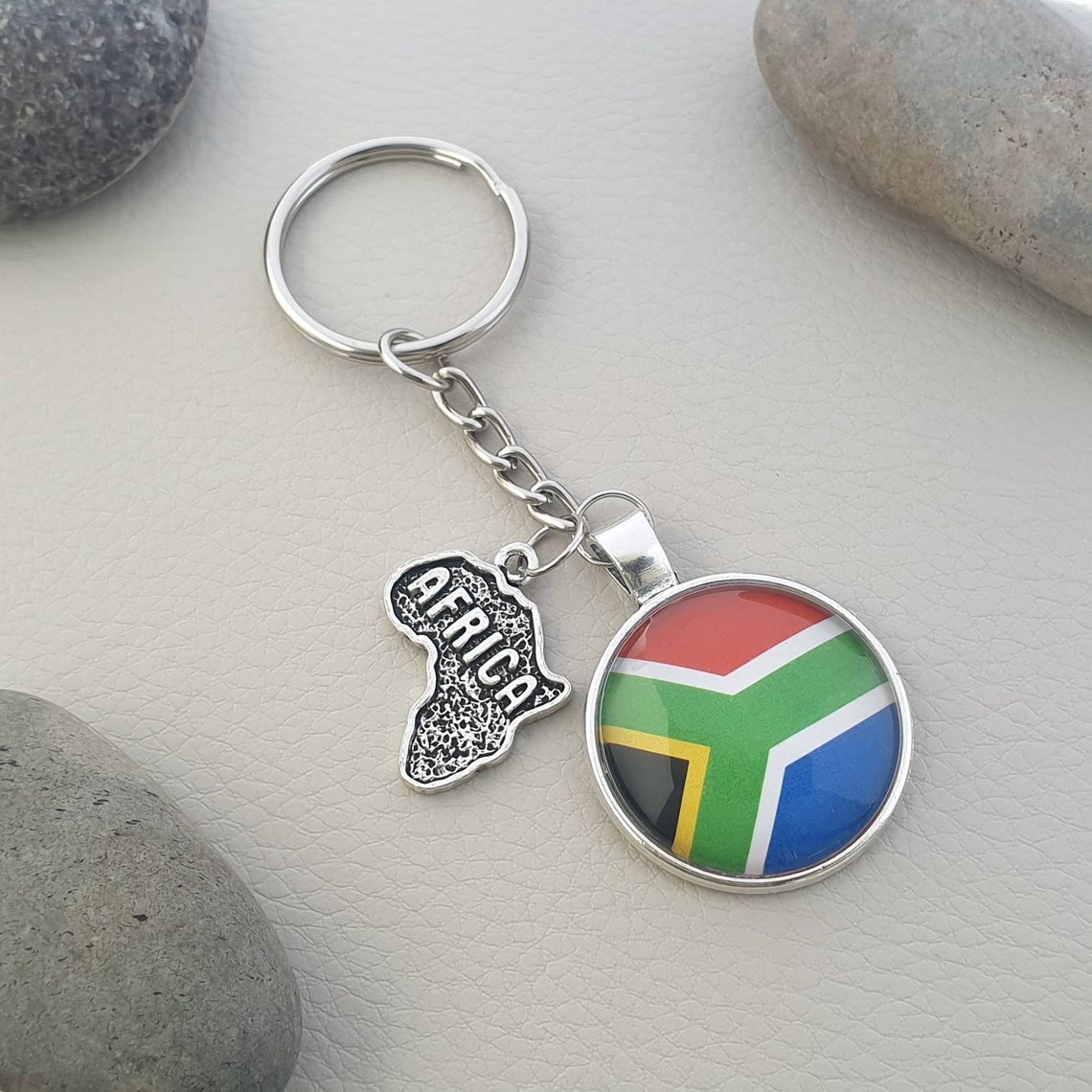 South African flag keychain with or without Africa charm and Etsy