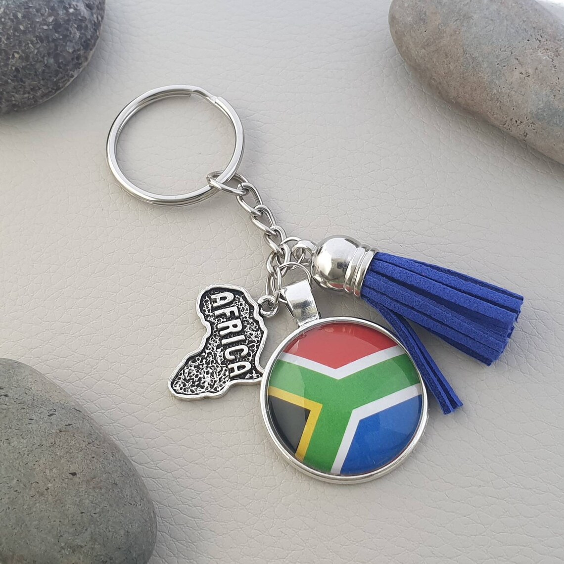 South African flag keychain with or without Africa charm and Etsy