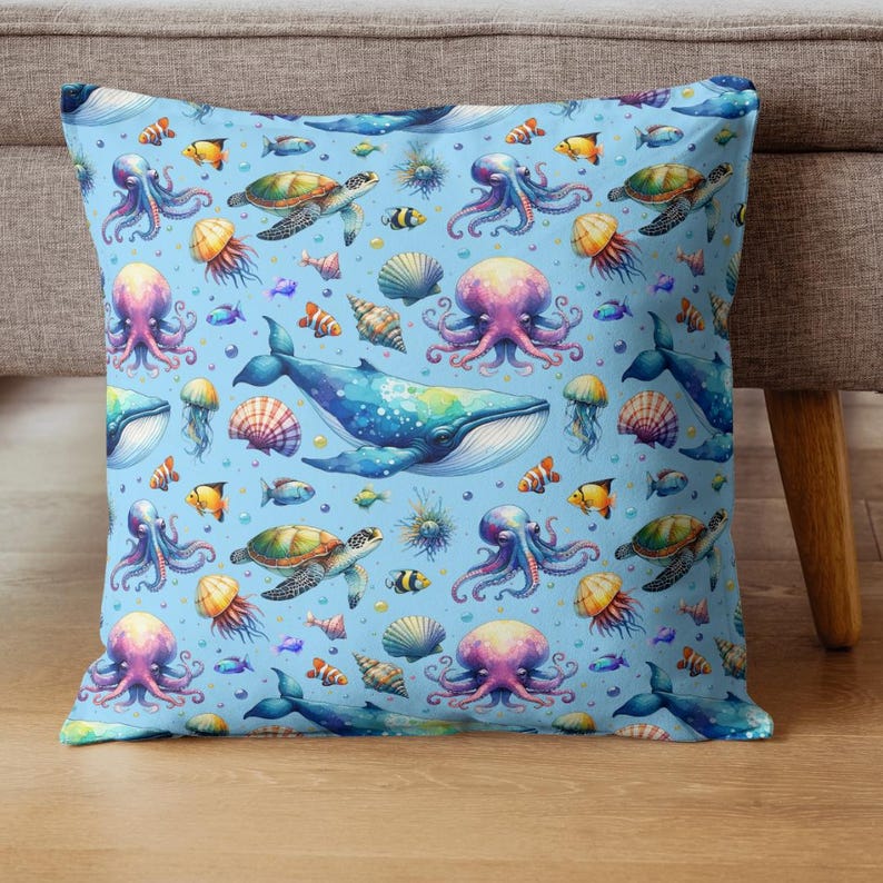 Ocean Seamless Pattern – Underwater Animals Digital Paper – Whale ...
