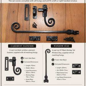 Full Set Of Window Stay and Casement Fastener Finished In Black