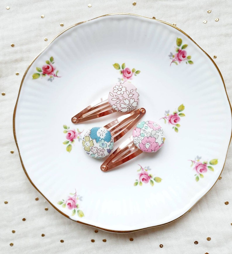 fabric button clips Liberty button snap clips Liberty hair clips
