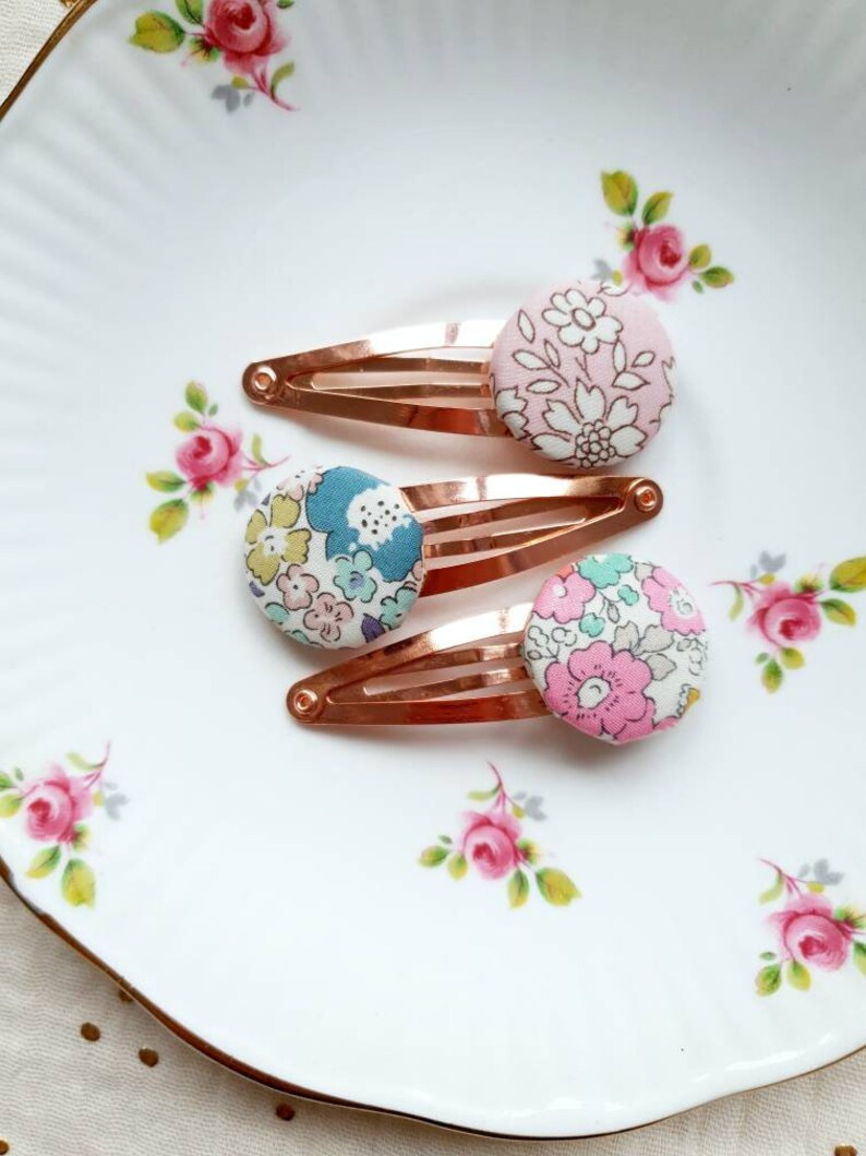 fabric button clips Liberty button snap clips Liberty hair clips