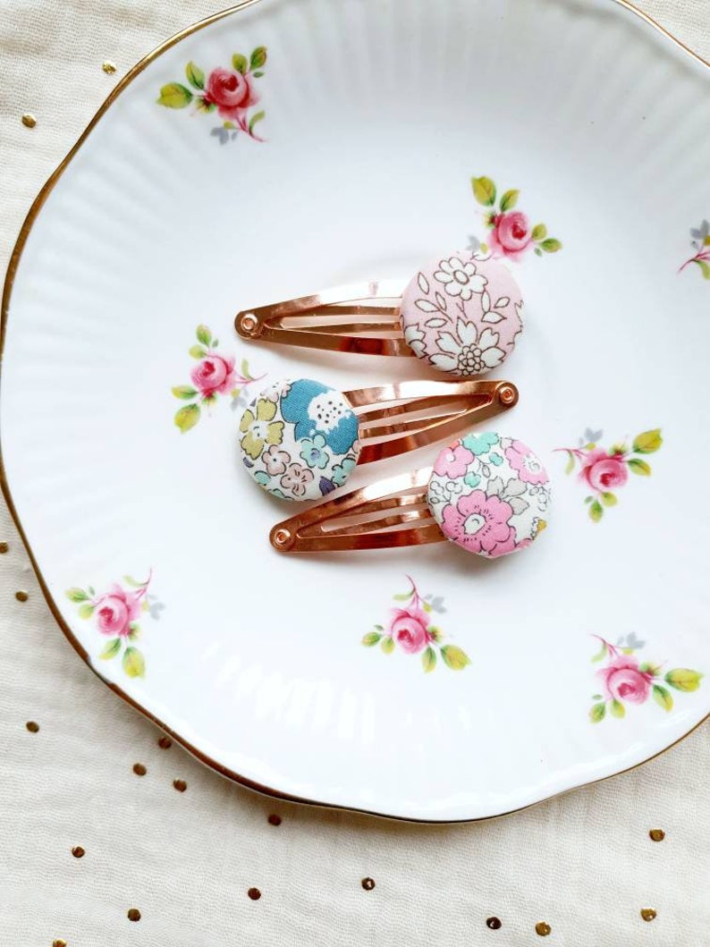 fabric button clips Liberty button snap clips Liberty hair clips