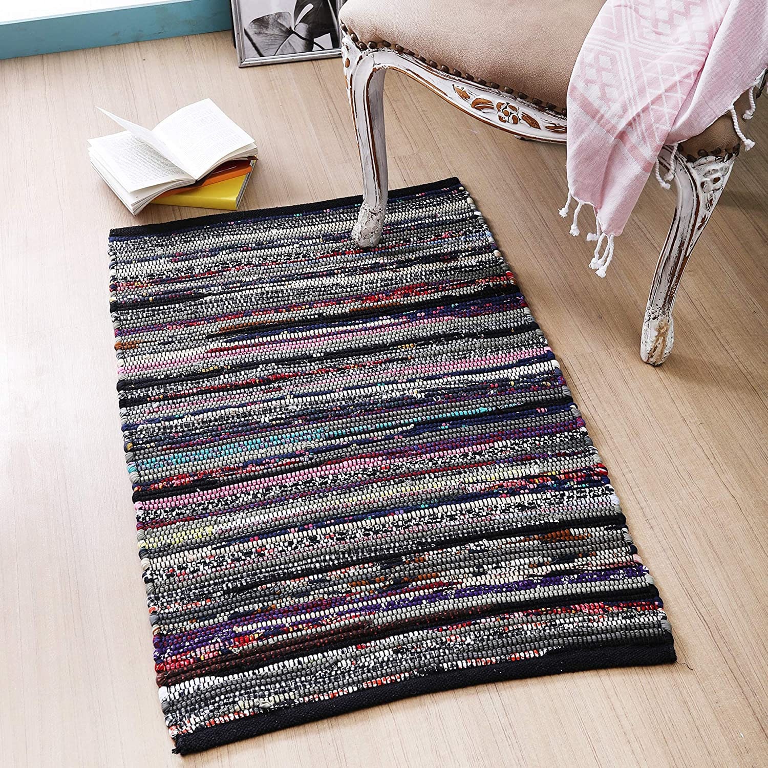 Indian Cotton Dark Multi Chindi Rugs 24x36 inch Dark Multi Etsy