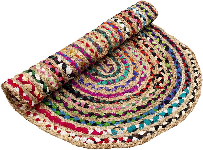 Handcrafted Reversible Jute & Cotton Area Rug Multicolor Etsy