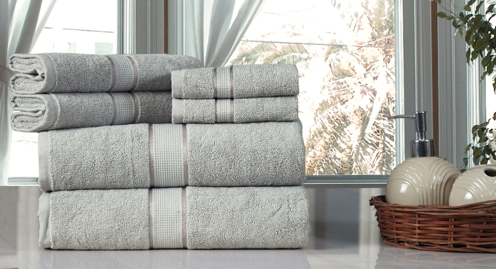 Silver Bathroom 6 Piece Towel Set Absorbent Bath Towel Etsy