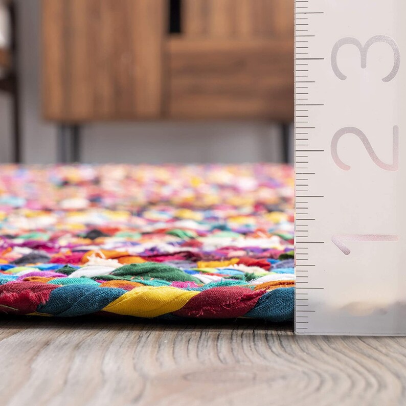 Tammara Boho Cotton Hand Braided Area Rug 4' Square Etsy