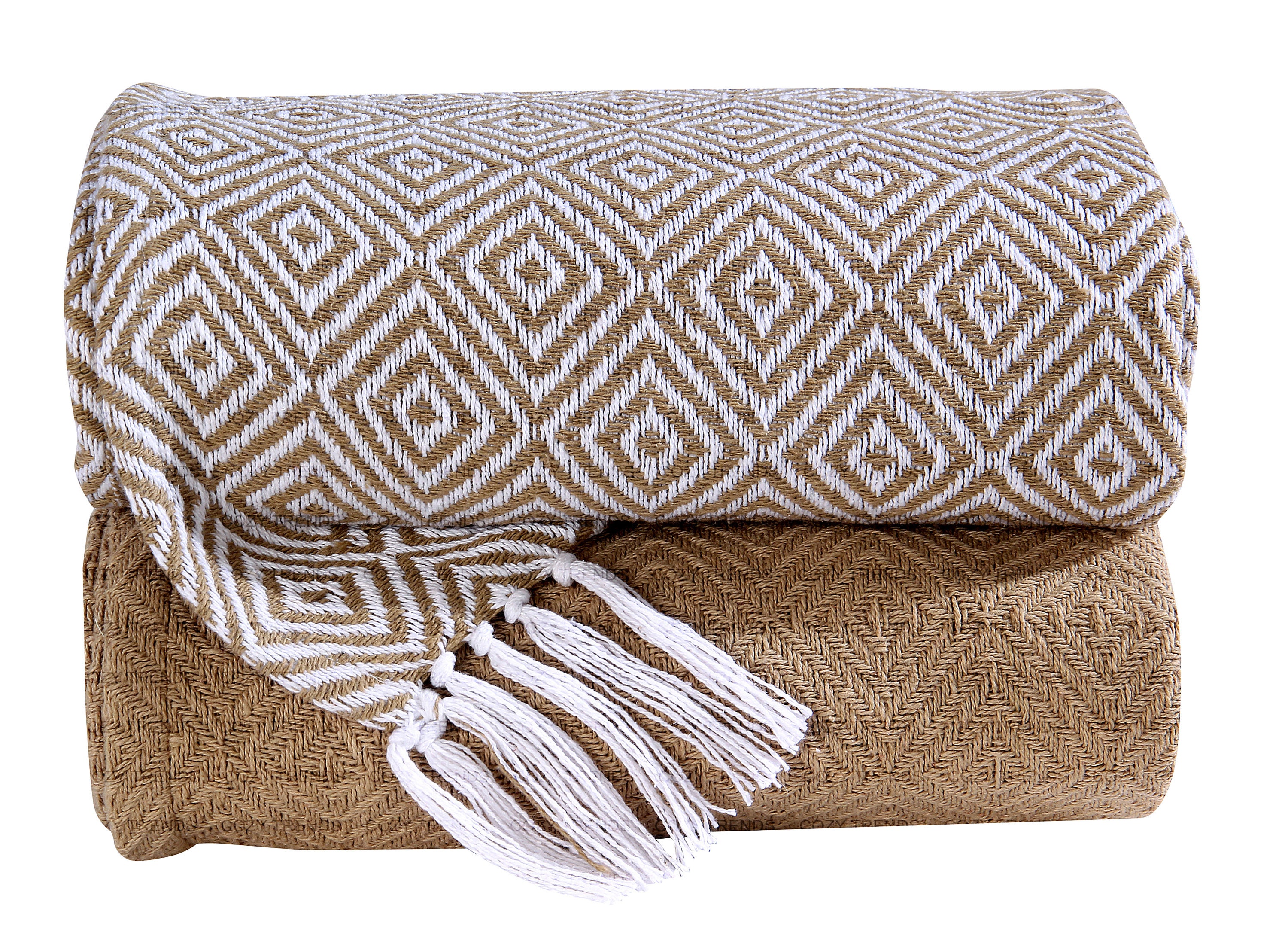 Hand Woven Throws Blankets Decorative Set of 2 100 Cotton Etsy