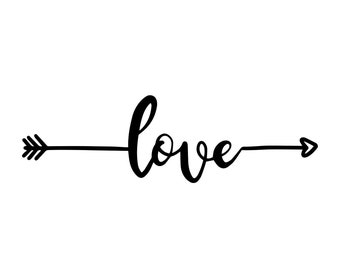 Amore freccia file digitale - SVG, PNG, JPG - Cricut & Silhouette script corsivo