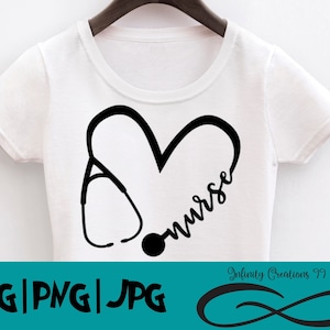 Krankenschwester Herz Stethoskop - SVG, PNG, JPG - Cricut & Silhouette rn