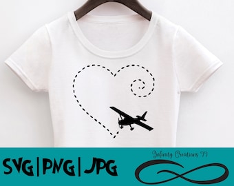 Cessna SVG, PNG, JPG, Airplane Svg, Heart Digital File, Cricut & Silhouette, Plane Svg, Love Flying Svg, pilot Svg