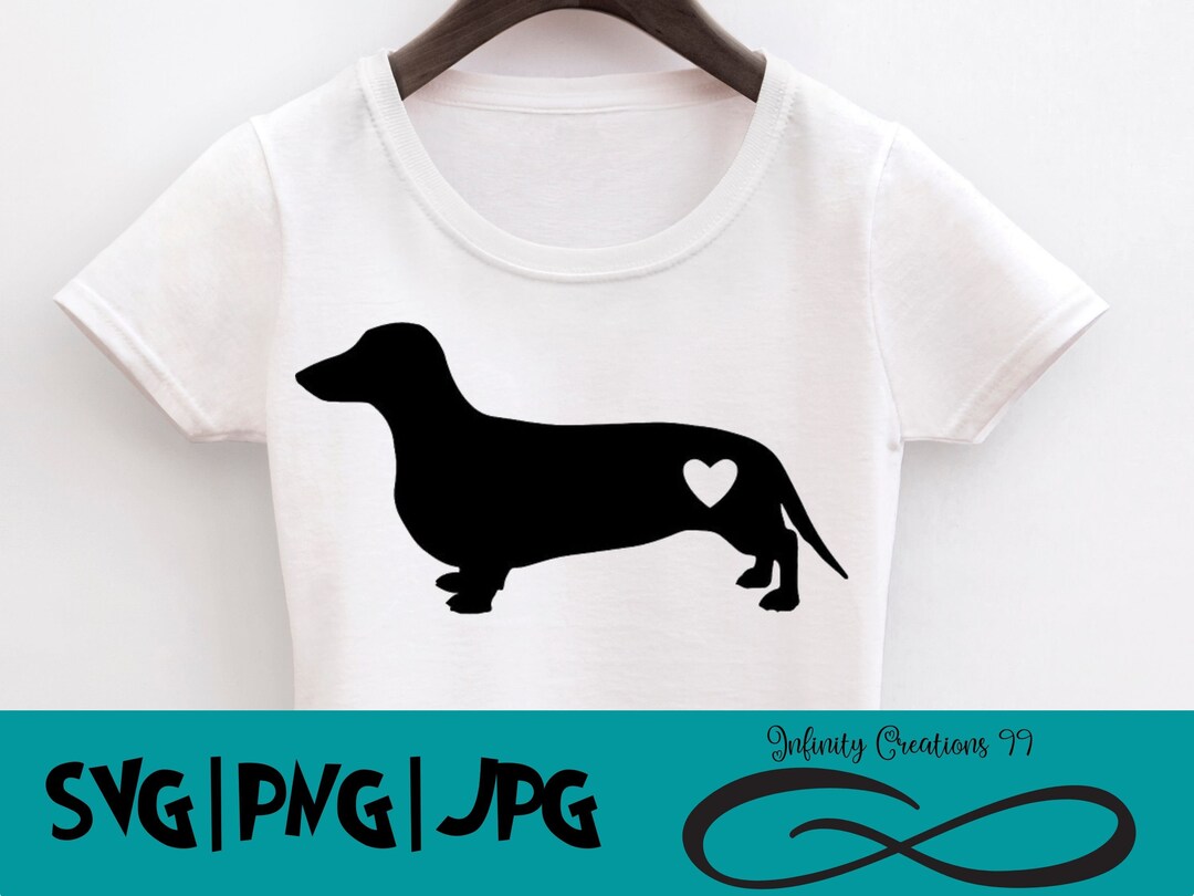 Dachshund Svg, Wiener Dog Digital File, Heart SVG, PNG, JPG Cricut