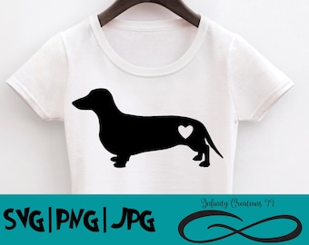 Dachshund Svg, wiener dog digital file, heart - SVG, PNG, JPG - Cricut & Silhouette, Dog Lover svg
