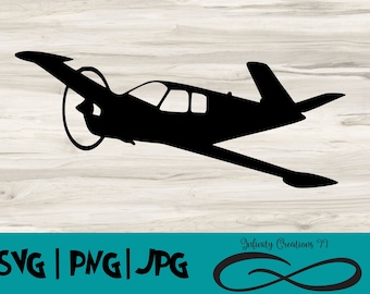 Low Wing, V-Tail Bonanza, SVG, PNG, JPG file digitali - Cricut & Silhouette aereo aereo pilota aviazione