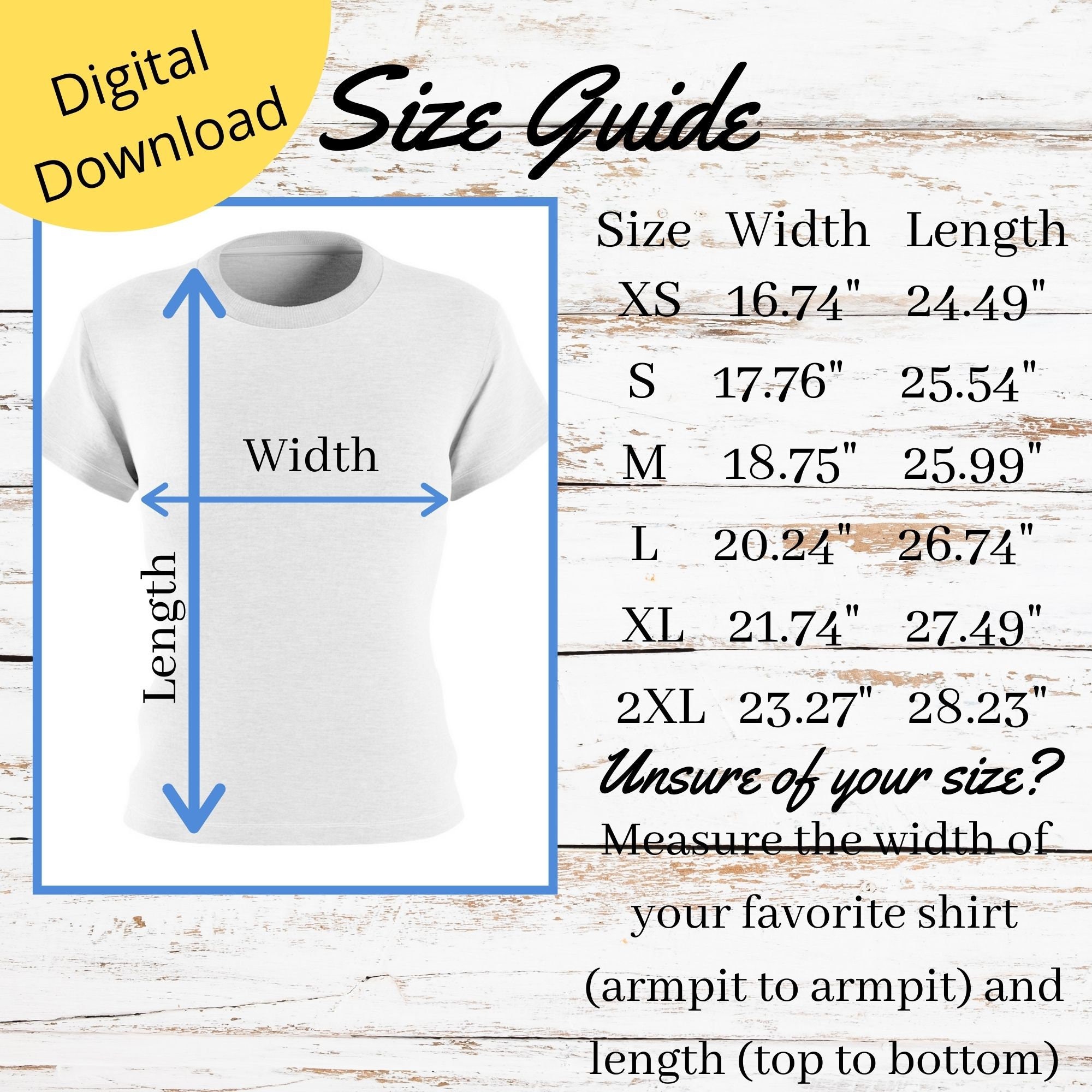 Printifys Women's AOP Cut & Sew Tee Size Guide Printify | Etsy