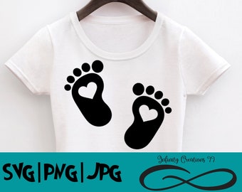 Baby feet heart  - SVG, PNG, JPG - Cricut & Silhouette newborn baby shower mom to be expecting mother