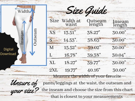 Size Chart for Printify's Women's Cut & Sew Casual Leggings, Printify All  Over Print Size Chart, Size Chart, Printify Size Guide -  Australia