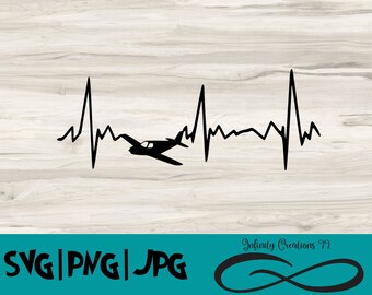 Heartbeat Low Wing Airplane Digital File File, PNG, JPG - Cricut & Silhouette pilota volante aereo aereo istantaneo Download Mooney Bonanza
