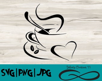 Coffee heart - SVG, PNG, JPG - Cricut & Silhouette cafe digital file