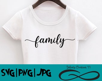 Family word - SVG, PNG, JPG - Cricut & Silhouette digital file scroll script cursive