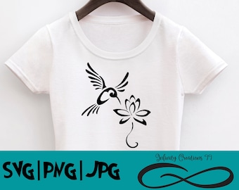 File digitale di fiore di colibrì - SVG, PNG, JPG - Cricut & Silhouette