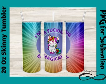 Unicorno png, sto scopando PNG magico per sublimazione su 20 Oz Skinny Tumbler Digital File, Rainbow Unicorn PNG, Magical Tumbler PNG