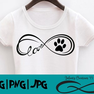 Infinity symbool liefde hond poot - SVG, PNG, JPG - Cricut & Silhouette honden