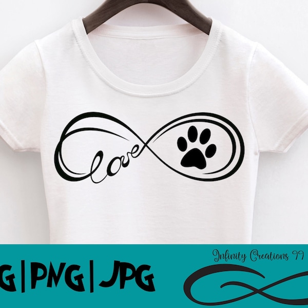 Infinity symbol love dog paw - SVG, PNG, JPG - Cricut & Silhouette dogs