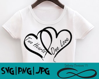 Two hearts one love - SVG, PNG, JPG - Cricut & Silhouette digital file
