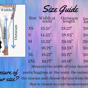 Size Chart for Printify&#39;s Women&#39;s Cut & Sew Casual Leggings, Printify All over Print Size Chart, Size Chart, Printify Size Guide