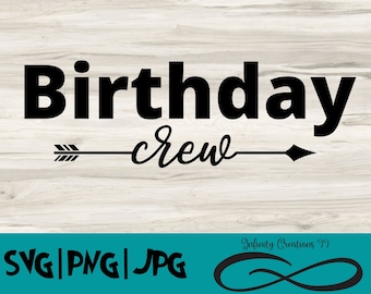 Birthday Crew Digital File, SVG, PNG, JPG, Cricut & Silhouette, birthday Svg, Birthday Party Svg, Birthday squad svg, birthday shirts Svg