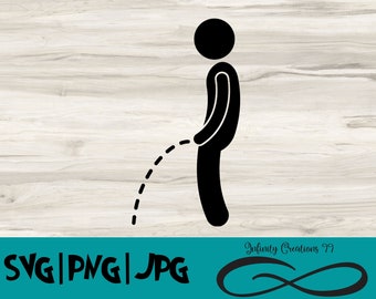 Uomo Peeing File Digitali, SVG, PNG, JPG, Divertente svg, Urinating Svg, - Cricut & Silhouette svg, Pee svg