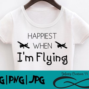 Happiest when I&#39;m Flying Cessna SVG PNG JPG Digital File Cricut and Silhouette pilot airplane plane