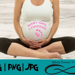 Dziewczynka Ładowanie SVG, PNG, JPG, Cricut Silhouette plik cyfrowy, koszulka ciążowa Png do sublimacji, Przyszła mama Png, W ciąży, Ciąża