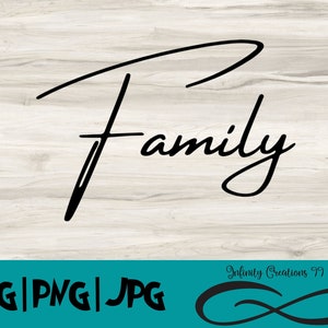 Familiewoord Digitaal Bestand - SVG, PNG, JPG - Cricut & Silhouette script cursief